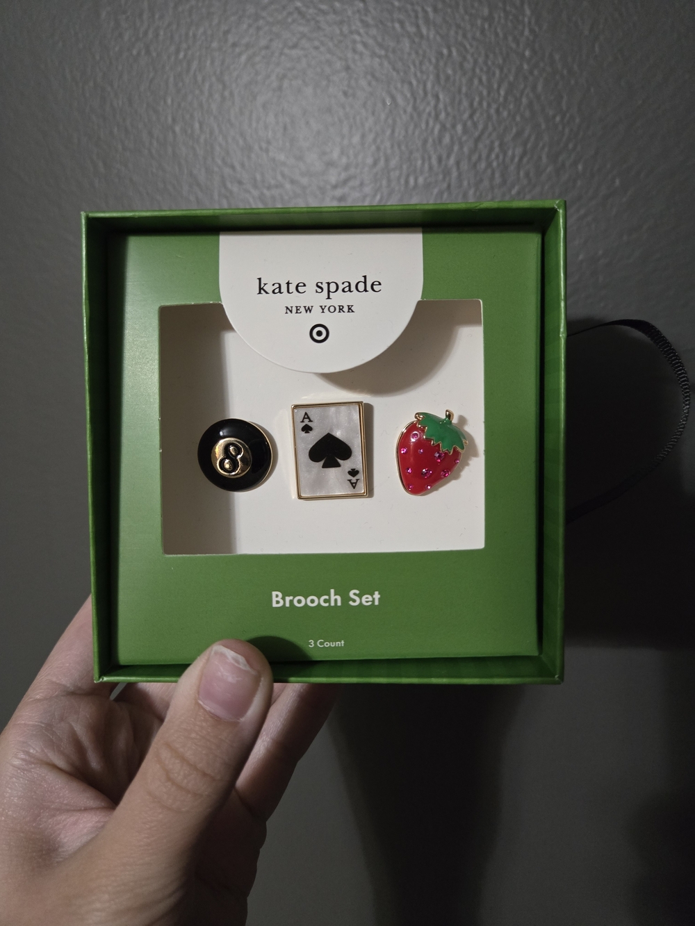 kate spade X Target Brooch set - Magic 8 ball, Ace, Strawberry